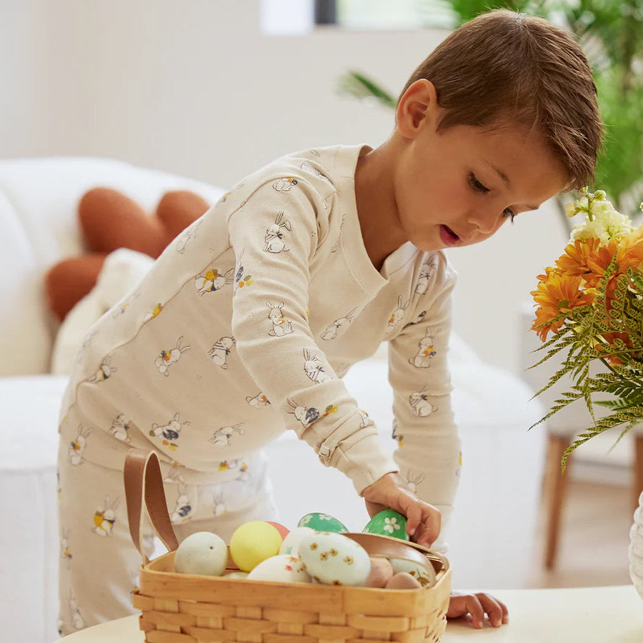 PETIT LEM- BIG KIDS EGG HUNT PRINT PAJAMA SET